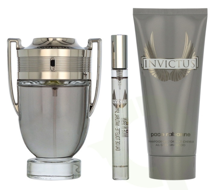 Paco Rabanne Invictus Giftset 210 ml Edt Spray 100ml/Shower gel 100ml/Edt Spray 10ml i gruppen SKÖNHET & HÄLSA / Doft & Parfym / Parfym / Parfymboxar hos TP E-commerce Nordic AB (D30703)
