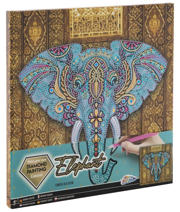 Grafix Diamantmålning på duk - Elefant 30 x 30 cm - (K-260010) i gruppen LEKSAKER, BARN- & BABYPRODUKTER / Leksaker / Pyssel hos TP E-commerce Nordic AB (D30868)