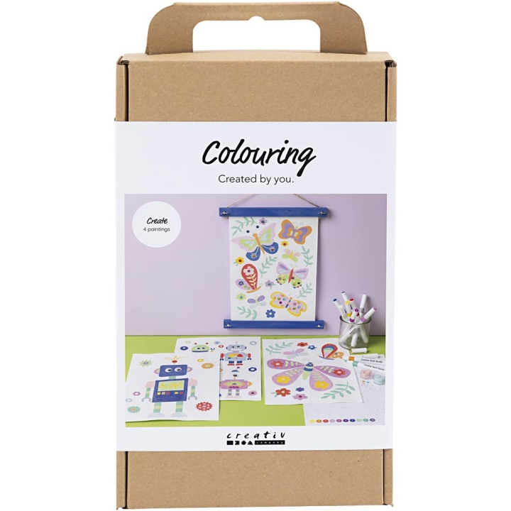 Creative Toys Creativ - Pysselkit Färgläggning, Fjäril och robot, glada färger (977812) i gruppen LEKSAKER, BARN- & BABYPRODUKTER / Leksaker / Pyssel hos TP E-commerce Nordic AB (D30923)