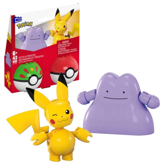 Megabloks MEGA - Pokémon Poké Ball 2-Pack Building - Pikachu & Ditto (JCT43) i gruppen LEKSAKER, BARN- & BABYPRODUKTER / Leksaker / Byggleksaker / Byggklossar & övriga byggleksaker hos TP E-commerce Nordic AB (D31118)