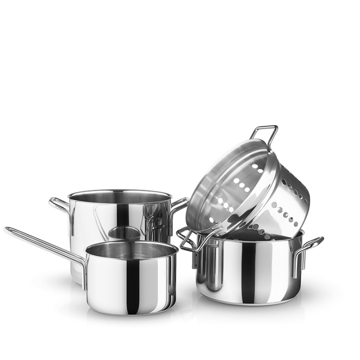 Eva Trio Rostfritt stål 4 st. Kokkärlsset 1,8 L + 3,6 L + 4,8 L + Pastainsats i gruppen HEM, HUSHÅLL & TRÄDGÅRD / Köksredskap / Grytor & Kastruller hos TP E-commerce Nordic AB (D31155)