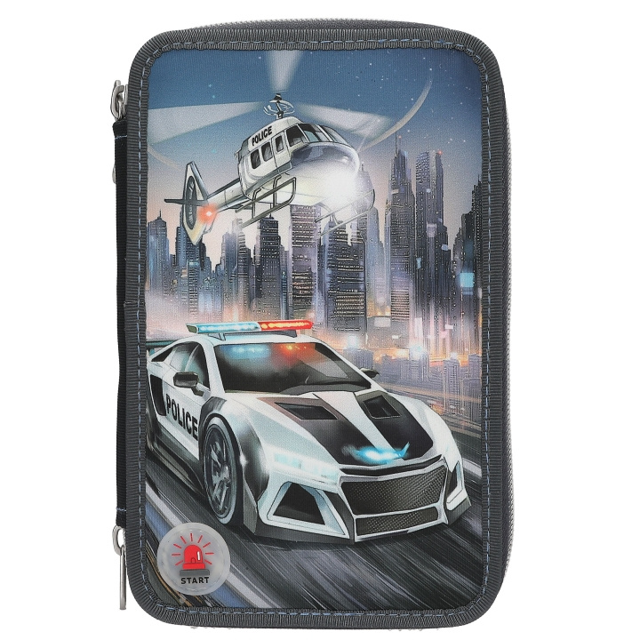 Dino World Monster Cars Trippel pennfodral med LED, Polisbil - (0413333) i gruppen LEKSAKER, BARN- & BABYPRODUKTER / Leksaker / Pennfodral hos TP E-commerce Nordic AB (D31170)