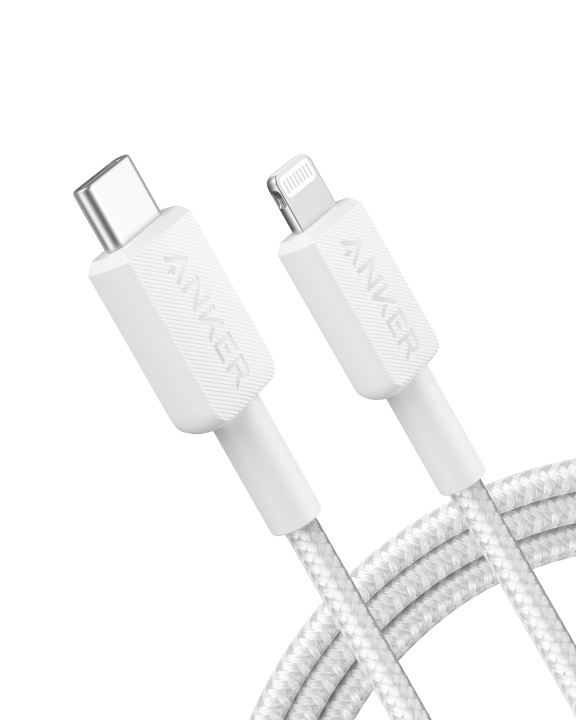 Anker 322 USB-C till Lightning-kabel (6ft flätad) - Vit i gruppen DATORER & KRINGUTRUSTNING / Datorkablar / USB-kablar / USB-C hos TP E-commerce Nordic AB (D31245)