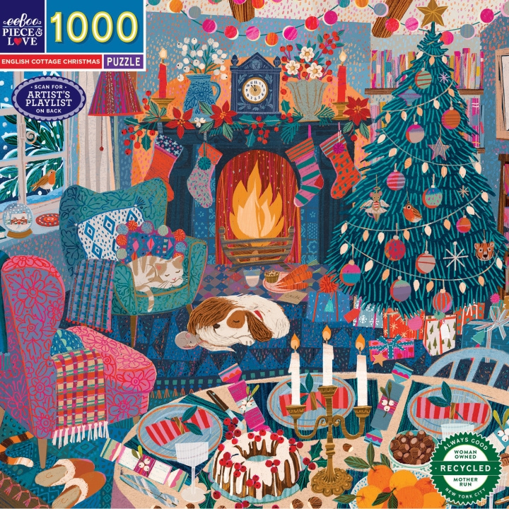 eeBoo Pussel 1000 bitar - Jul i en engelsk stuga (EPZTECC) i gruppen SPORT, FRITID & HOBBY / Hobby / Pussel hos TP E-commerce Nordic AB (D31380)