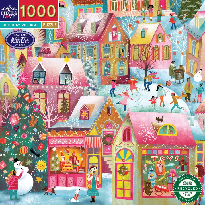 eeBoo Pussel 1000 bitar - Holiday Village (EPZTHYV) i gruppen SPORT, FRITID & HOBBY / Hobby / Pussel hos TP E-commerce Nordic AB (D31381)