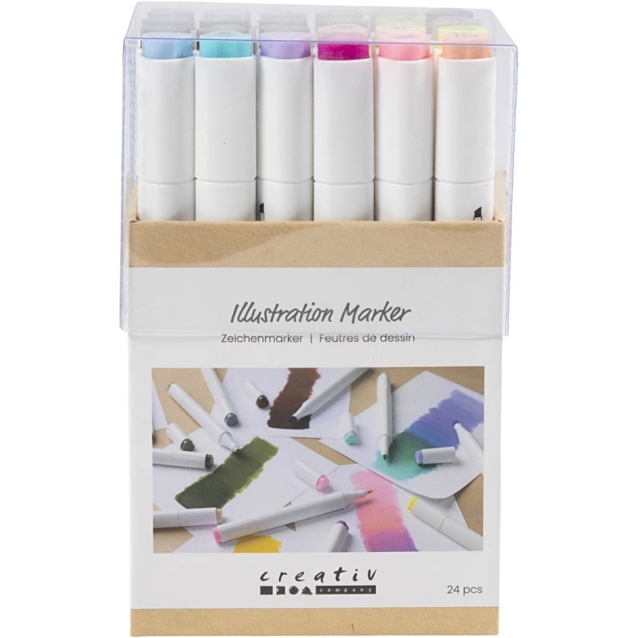 Creative Toys Creativ - Illustrationspennor, linje 1+8 mm, pastellfärger, standardfärger, 24 st - () i gruppen LEKSAKER, BARN- & BABYPRODUKTER / Leksaker / Pyssel hos TP E-commerce Nordic AB (D31464)