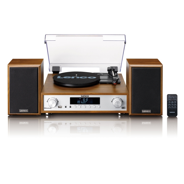 Lenco HiFi Stereoanläggning med skivspelare, DAB+/FM-radio och Bluetooth® Wood i gruppen HEMELEKTRONIK / Ljud & Bild / Hemmabio, HiFi & Bärbart / Kompaktstereo & Skivspelare hos TP E-commerce Nordic AB (D32328)