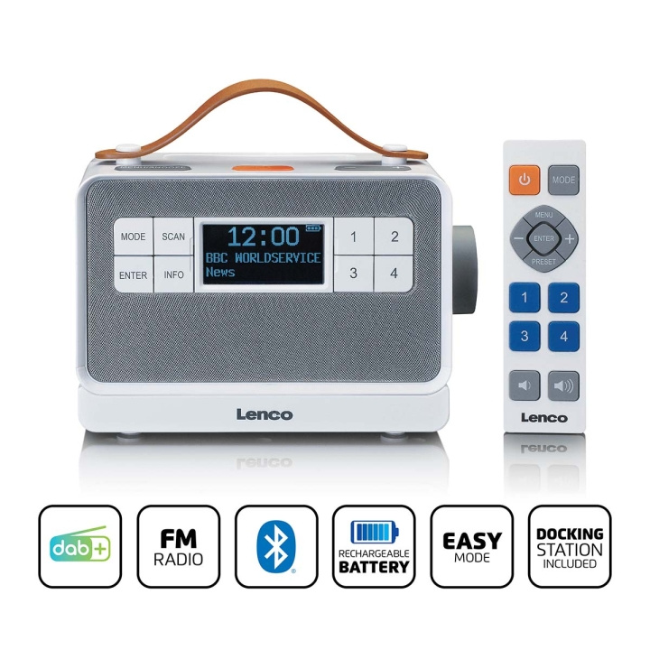 Lenco Bärbar FM/DAB+ radio med stora knappar och 