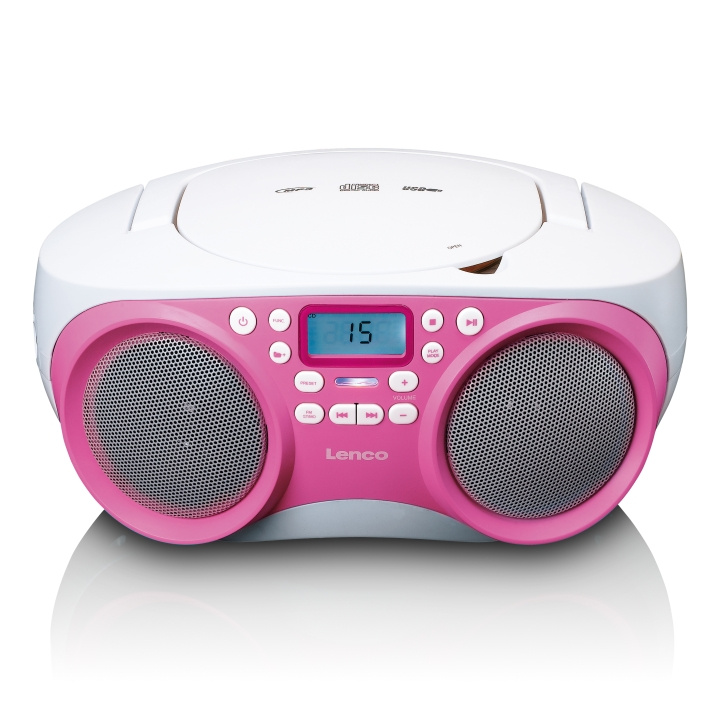 Lenco Bärbar FM-radio/CD/MP3- och USB-spelare Rosa i gruppen HEMELEKTRONIK / Ljud & Bild / Hemmabio, HiFi & Bärbart / Bärbar musikspelare / CD-spelare hos TP E-commerce Nordic AB (D32391)