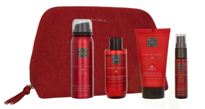 Rituals Ayurveda Travel Exclusives 215 ml Foaming Shower Gel 50ml/Shower Oil 75ml/Body Cream 70ml/Body Mist 20ml i gruppen SKÖNHET & HÄLSA / Presentkit / Presentkit För Henne hos TP E-commerce Nordic AB (D32635)