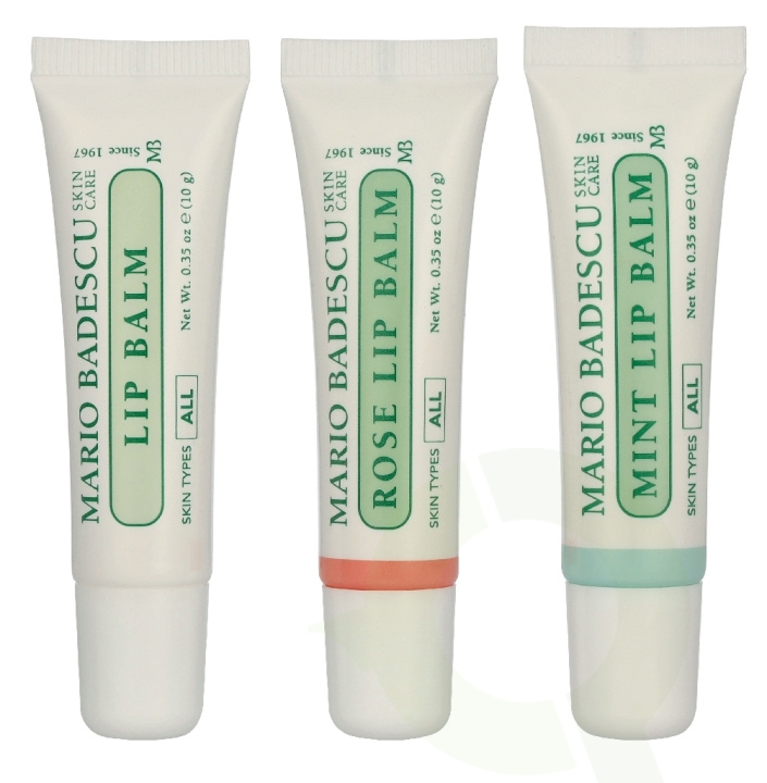 Mario Badescu Lip Balm Trio Giftset 30 g Oiginal 10g/Rose 10g/Mint 10g i gruppen SKÖNHET & HÄLSA / Makeup / Läppar / Läppbalsam hos TP E-commerce Nordic AB (D32825)