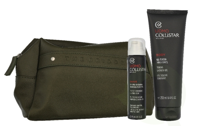 Collistar Uomo Set 325 ml Toning Shower Gel 250 ml / Mini Perfect-Adherence Shaving Foam 75 ml / Pouch i gruppen SKÖNHET & HÄLSA / Hudvård / Ansiktsvård hos TP E-commerce Nordic AB (D32838)