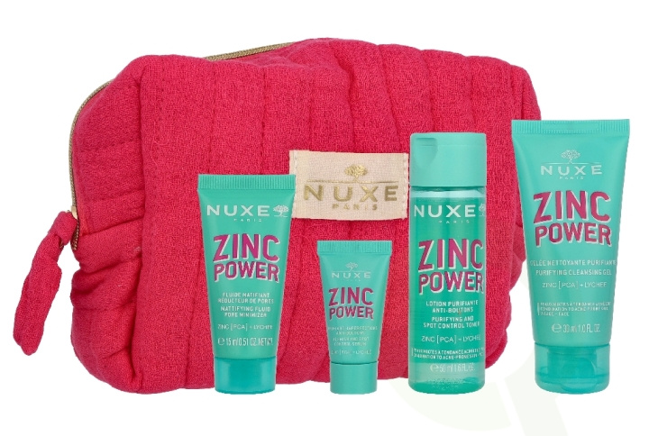 Nuxe Zinc Power Travel Kit 100 ml Cleansing Gel 50Ml/Toner 30Ml/Serum 5Ml/Fluid 15Ml
