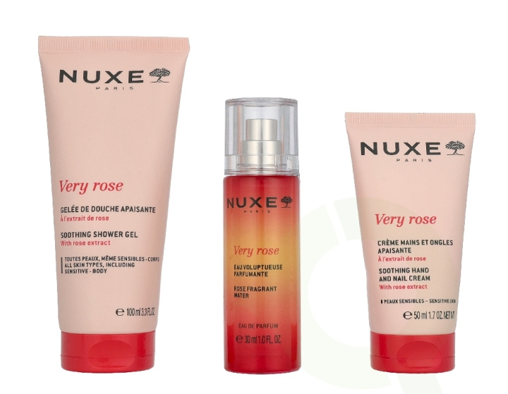 Nuxe Very Rose Set 180 ml Shower Gel 100ml/ Edp Spray 30ml/Hand Cream 50ml i gruppen SKÖNHET & HÄLSA / Presentkit / Presentkit För Henne hos TP E-commerce Nordic AB (D32926)