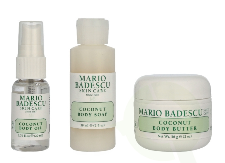 Mario Badescu Coconut Body Travel Trio Set 135 ml Hydrating Shower Gel 59ml/Intense Hydrating Body Butter 56g/Nourishing Body Oil Spray 20ml i gruppen SKÖNHET & HÄLSA / Presentkit / Presentkit För Henne hos TP E-commerce Nordic AB (D33046)