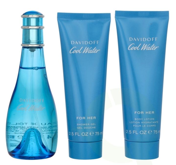 Davidoff Cool Water Woman Giftset 250 ml Edt Spray 100ml/Body Lotion 75ml/Shower Gel 75ml i gruppen SKÖNHET & HÄLSA / Presentkit / Presentkit För Henne hos TP E-commerce Nordic AB (D33306)