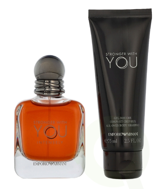 Armani Stronger With You Men Intense Giftset 125 ml Edp Spray 50ml/Shower Gel 75ml i gruppen SKÖNHET & HÄLSA / Doft & Parfym / Parfym / Parfym för honom hos TP E-commerce Nordic AB (D33319)
