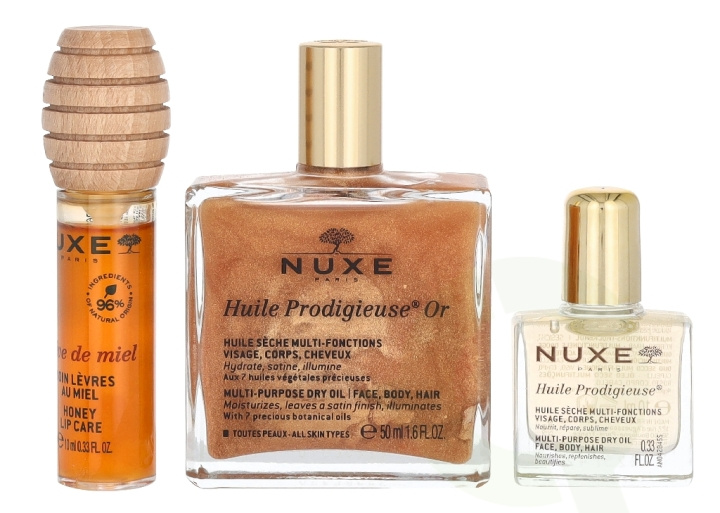 Nuxe The Infinite Glow Giftset 70 ml Huile Prodigieuse 50ml/Huile Prodigieuse 10ml/Reve De Miel Lip Honey 10ml i gruppen SKÖNHET & HÄLSA / Presentkit / Presentkit För Henne hos TP E-commerce Nordic AB (D33326)