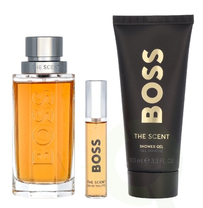 Hugo Boss The Scent Him Set 210 ml Edt Spray 100ml/Shower Gel 100ml/Edt Spray 10ml i gruppen SKÖNHET & HÄLSA / Doft & Parfym / Parfym / Parfym för honom hos TP E-commerce Nordic AB (D33462)