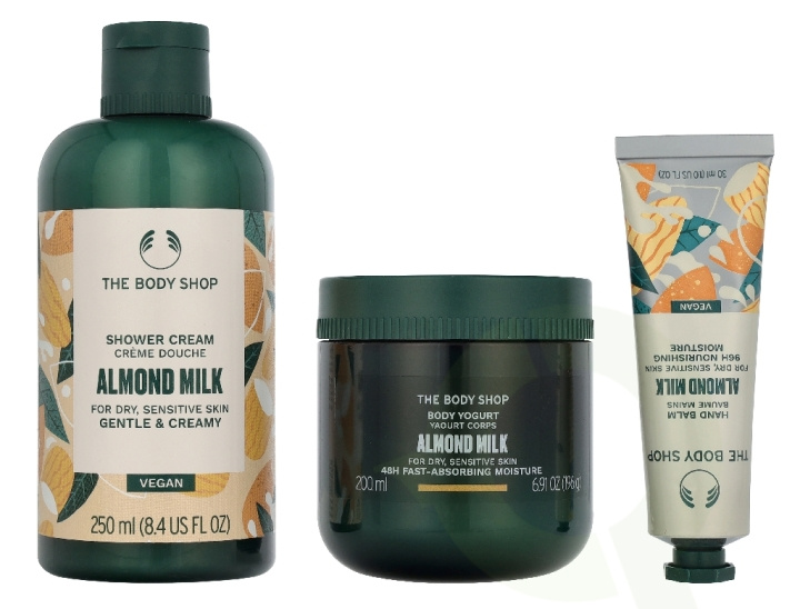 The Body Shop G3 Small Almond Milk Giftset 140 ml Hand Cream 30ml/Body Butter 50ml/Shower Cream 60ml i gruppen SKÖNHET & HÄLSA / Presentkit / Presentkit För Henne hos TP E-commerce Nordic AB (D33571)