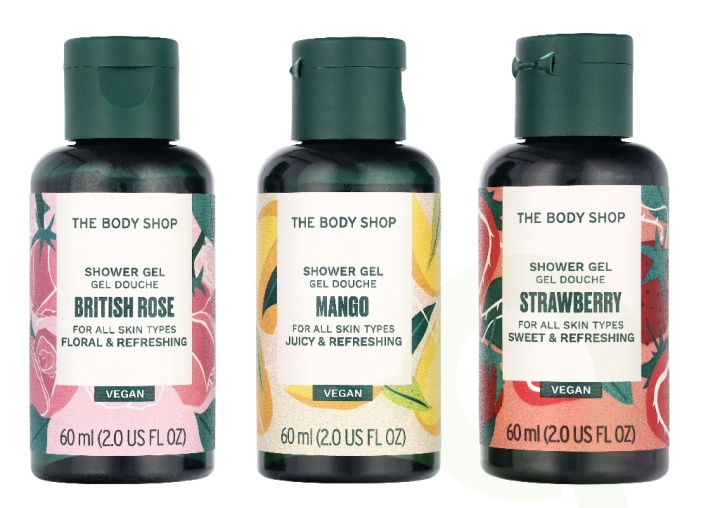 The Body Shop G1 Shower Gel Trio Set 180 ml Pink Grapefruit Shower Gel 60ml/Strawberry Shower Gel 60ml/British Rose Shower Gel 60ml i gruppen SKÖNHET & HÄLSA / Hudvård / Kroppsvård / Bad & Duschcreme hos TP E-commerce Nordic AB (D33574)