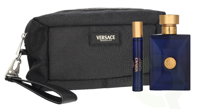 Versace Dylan Blue Pour Homme Giftset 110 ml Edt Spray 100ml/Edt Spray 10ml/Black Trousse i gruppen SKÖNHET & HÄLSA / Doft & Parfym / Parfym / Parfym för honom hos TP E-commerce Nordic AB (D33824)