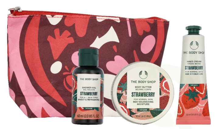 The Body Shop G2 Beauty Bag Strawberry Giftset 140 ml Shower Gel 60ml/Body Butter 50ml/Hand Cream 30ml i gruppen SKÖNHET & HÄLSA / Presentkit / Presentkit För Henne hos TP E-commerce Nordic AB (D33974)