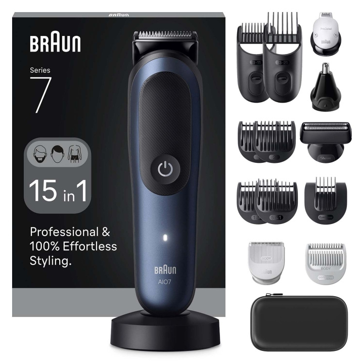 Braun All-in-One Series 7 15in1 7580 Black / Deep Blue i gruppen SKÖNHET & HÄLSA / Hår & Styling / Rakning & Trimning / Hårtrimmers hos TP E-commerce Nordic AB (D34357)