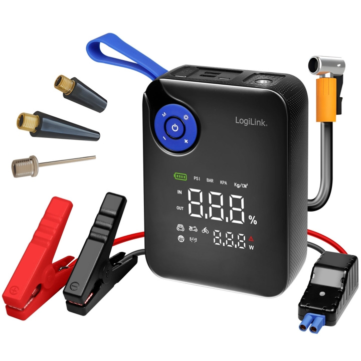 LogiLink Portabel 4-i-1 Starthjälp med Luftkompressor i gruppen BIL / Startkablar & Tillbehör hos TP E-commerce Nordic AB (D34365)