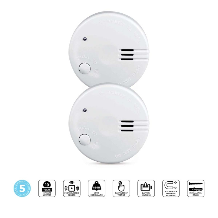 Alecto Minirökdetektor med 5 års batteri 2-pack Vit i gruppen HEM, HUSHÅLL & TRÄDGÅRD / Larm & Säkerhet / Brand, rök, gas / Brandvarnare hos TP E-commerce Nordic AB (D34502)