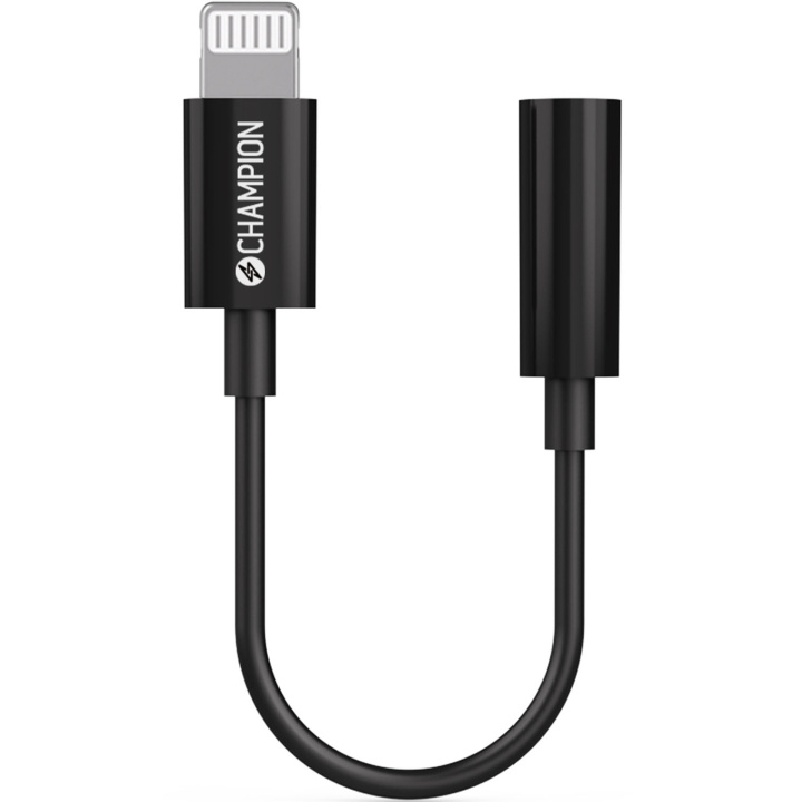 Champion Adapter Lightning till 3,5mm Svart i gruppen SMARTPHONE & SURFPLATTOR / Laddare & Kablar / Kablar / Kablar Lightning hos TP E-commerce Nordic AB (D34939)