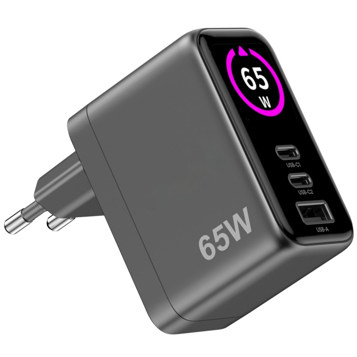 Celly Laddare 65W PD/QC med display i gruppen SMARTPHONE & SURFPLATTOR / Laddare & Kablar / Väggladdare hos TP E-commerce Nordic AB (D35019)