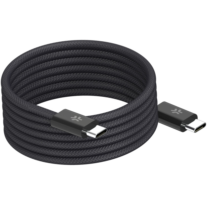 Celly USB-C Kabel 60W Magnetisk Flätad 1m Svart i gruppen DATORER & KRINGUTRUSTNING / Datorkablar / USB-kablar / USB-C hos TP E-commerce Nordic AB (D35021)