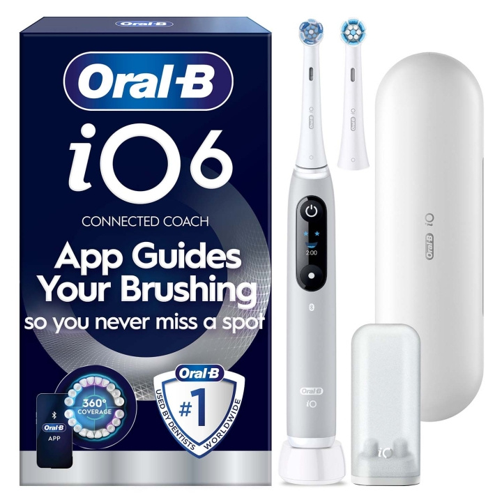 Oral B Eltandborste iO6 Grey Opal, 1 Extra Refill i gruppen SKÖNHET & HÄLSA / Munvård / Eltandborstar hos TP E-commerce Nordic AB (D35634)