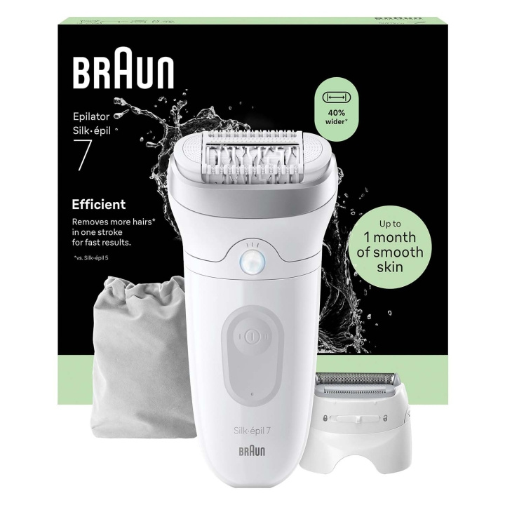 Braun Epilator Silk·épil 7, Wet & Dry, Långvarigt Slät Hud, 7-041, Silver i gruppen SKÖNHET & HÄLSA / Hår & Styling / Hårborttagning / Epilatorer hos TP E-commerce Nordic AB (D35647)