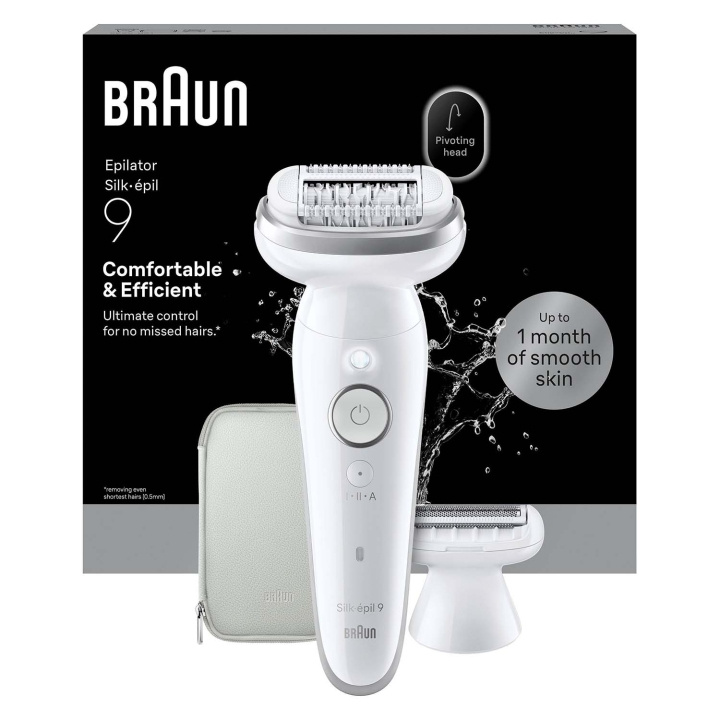 Braun Epilator Silk·épil 9 Wet & Dry, Långvarigt Slät Hud, 9-030, Silver i gruppen SKÖNHET & HÄLSA / Hår & Styling / Hårborttagning / Epilatorer hos TP E-commerce Nordic AB (D35648)