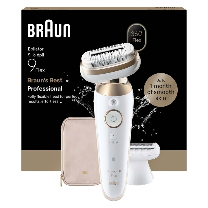 Braun Epilator Silk·épil 9 Flex Wet & Dry, Långvarigt Slät Hud, 9-030 3D, Guld i gruppen SKÖNHET & HÄLSA / Hår & Styling / Hårborttagning / Epilatorer hos TP E-commerce Nordic AB (D35650)
