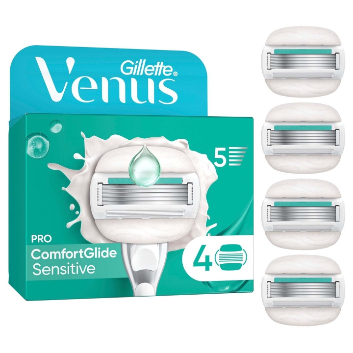 Gillette Venus Rakblad Pro Comfortglide Sensitive 4st i gruppen SKÖNHET & HÄLSA / Hår & Styling / Rakning & Trimning / Rakhyvlar & Tillbehör hos TP E-commerce Nordic AB (D35789)