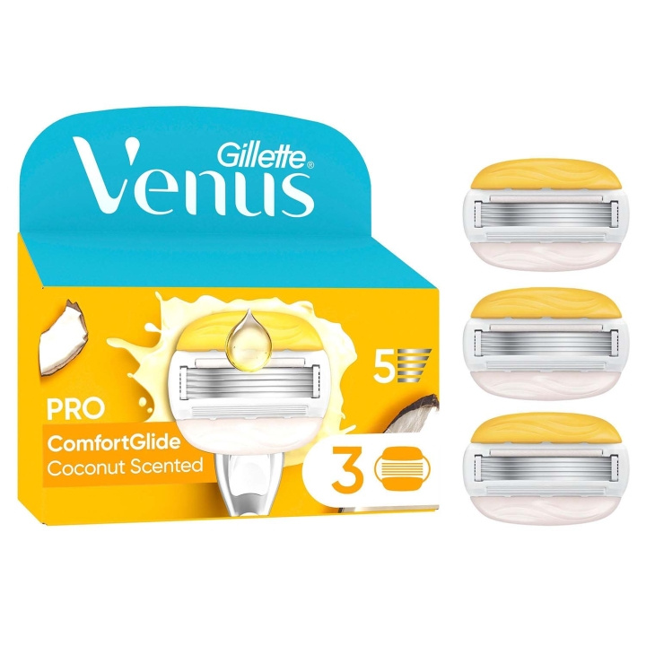 Gillette Venus Rakblad Pro Comfortglide Coconut Olay 3st i gruppen SKÖNHET & HÄLSA / Hår & Styling / Rakning & Trimning / Rakhyvlar & Tillbehör hos TP E-commerce Nordic AB (D35791)