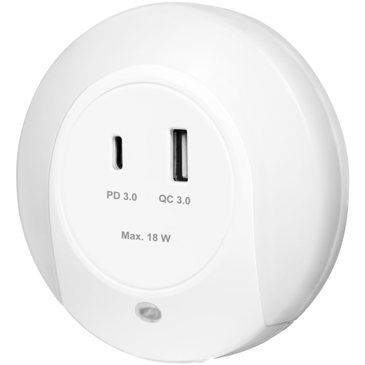 LogiLink Nattlampa LED skymningssensor Laddare 18W PD QC i gruppen HEMELEKTRONIK / Belysning / Nattlampor hos TP E-commerce Nordic AB (D35837)