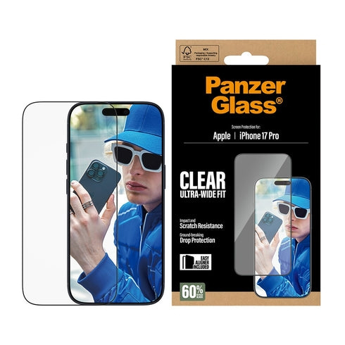 PanzerGlass – Skärmskydd för iPhone 17 Pro – Ultra-Wide Fit med EasyAligner i gruppen SMARTPHONE & SURFPLATTOR / Mobilskydd / Apple / iPhone 17 hos TP E-commerce Nordic AB (D38233)