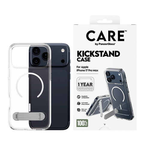 PanzerGlass – CARE Feature Case Transparent med stativ och MagSafe – iPhone 17 Pro Max i gruppen SMARTPHONE & SURFPLATTOR / Mobilskydd / Apple / iPhone 17 hos TP E-commerce Nordic AB (D38333)