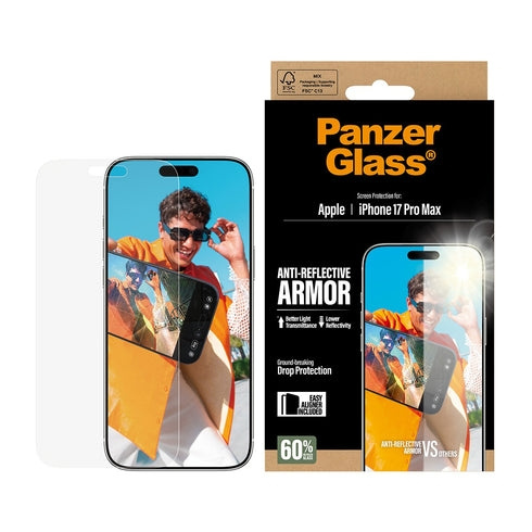 PanzerGlass – Anti-Reflective Armor skärmskydd – iPhone 17 Pro Max – med EasyAligner i gruppen SMARTPHONE & SURFPLATTOR / Mobilskydd / Apple / iPhone 17 hos TP E-commerce Nordic AB (D38336)