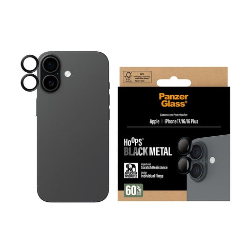 PanzerGlass – Hoops svart kameralinsskydd – iPhone 17/16/16 Plus i gruppen SMARTPHONE & SURFPLATTOR / Mobilskydd / Apple / iPhone 17 hos TP E-commerce Nordic AB (D38337)