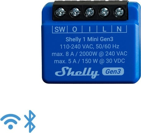 Shelly 1 Mini Gen3 – reläbrytare för Wi-Fi-nätverk i gruppen DATORER & KRINGUTRUSTNING / Nätverk hos TP E-commerce Nordic AB (D39907)