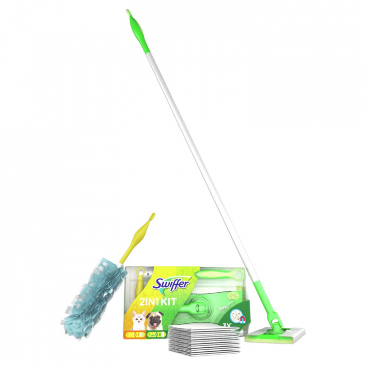 Swiffer Startkit 1 Rengöringsmopp + 8st torra refillgolvdukar &1st dammvippa + 1st dammvipperefill | HEM, HUSHÅLL & TRÄDGÅRD - Städprodukter - Dammsugare & Tillbehör - Golvdammsugare | GameStuff