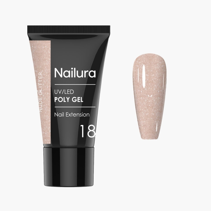 Nailura Poly Gel 18 – Nude Glitter – 30 ml i gruppen SKÖNHET & HÄLSA / Manikyr/Pedikyr / Nagellack hos TP E-commerce Nordic AB (D41326)
