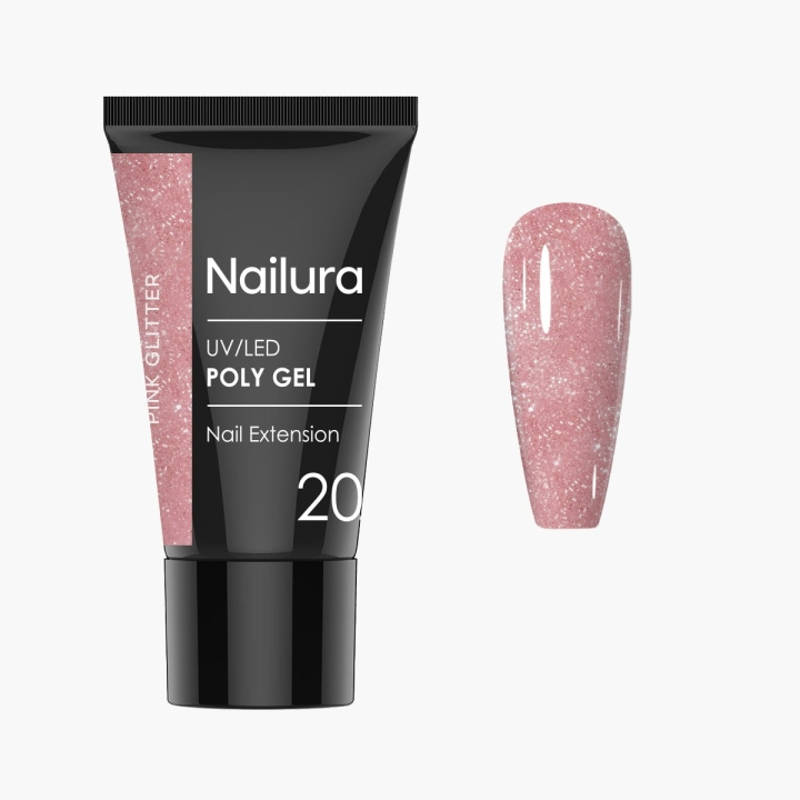 Nailura Poly Gel 20 – Pink Glitter – 30 ml i gruppen SKÖNHET & HÄLSA / Manikyr/Pedikyr / Nagellack hos TP E-commerce Nordic AB (D41328)