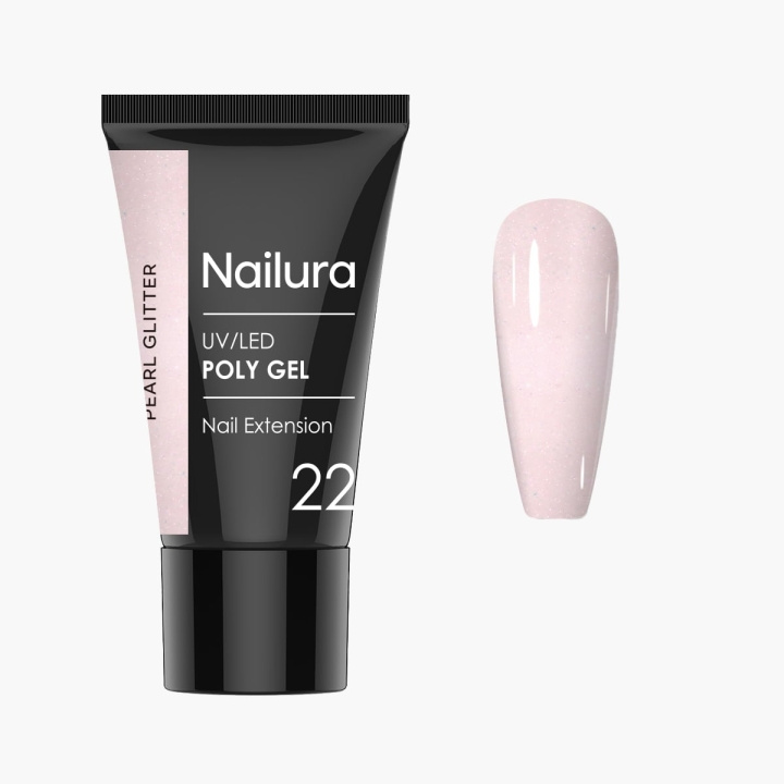Nailura Poly Gel 22 - Pearl Glitter - Light, Pearlescent Nude - 30 ml i gruppen SKÖNHET & HÄLSA / Manikyr/Pedikyr / Nagellack hos TP E-commerce Nordic AB (D41329)
