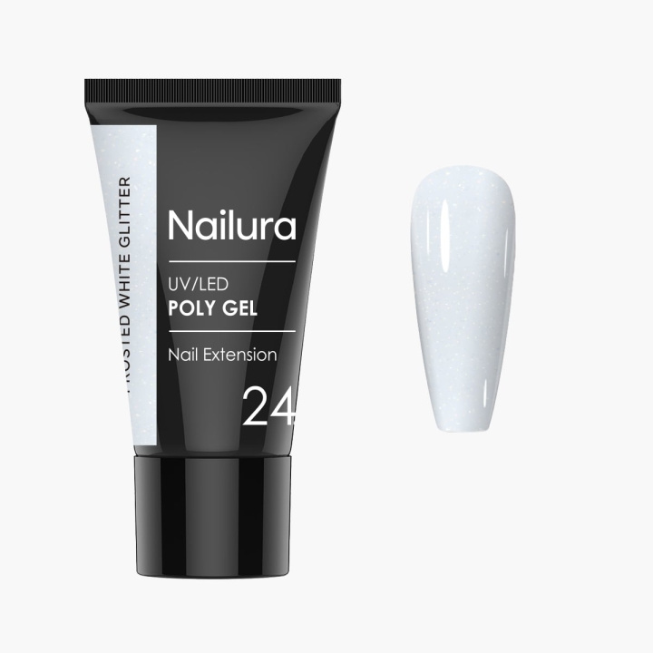 Nailura Poly Gel 24 – Frosted White Glitter – 30 ml i gruppen SKÖNHET & HÄLSA / Manikyr/Pedikyr / Nagellack hos TP E-commerce Nordic AB (D41331)